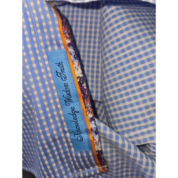 Robert Graham 2XL Mens Tailored Fit Gingham Blue & White Button-Down Shirt - Picture 7 of 8